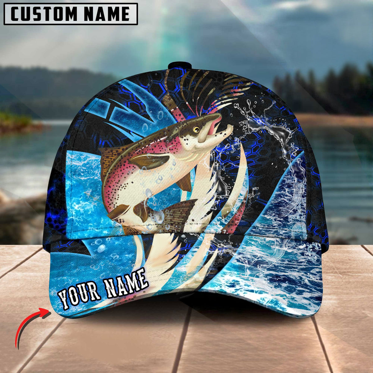 BlueJose Fishing Tailored Tides Pattern Personalized Cap (11 Breeds)