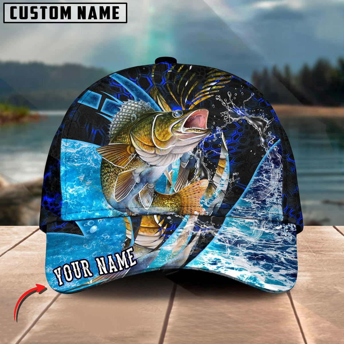 BlueJose Fishing Tailored Tides Pattern Personalized Cap (11 Breeds)