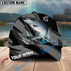BlueJose Fishing Gray Jumping Water Splash Graphic Personalized Cap (13 Breeds)