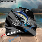BlueJose Fishing Gray Jumping Water Splash Graphic Personalized Cap (13 Breeds)