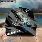 BlueJose Fishing Gray Jumping Water Splash Graphic Personalized Cap (13 Breeds)
