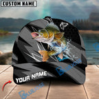 BlueJose Fishing Gray Jumping Water Splash Graphic Personalized Cap (13 Breeds)