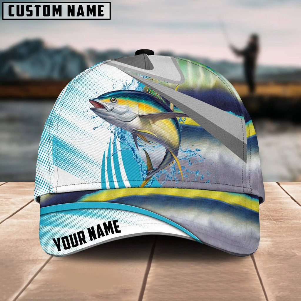 BlueJose Tuna Fishing Blue Water Fish Skin Customized Name 3D Cap