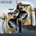 BlueJose Chinook Salmon Fishing Angler Gold White Custom Name & Team Name 3D Shirts