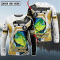 BlueJose Mahi-Mahi Fishing Angler Gold White Custom Name & Team Name 3D Shirts