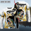 BlueJose Pike Fishing Angler Gold White Custom Name & Team Name 3D Shirts