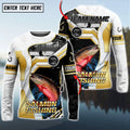 BlueJose Salmon Fishing Angler Gold White Custom Name & Team Name 3D Shirts