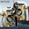 BlueJose Walleye Fishing Angler Gold White Custom Name & Team Name 3D Shirts