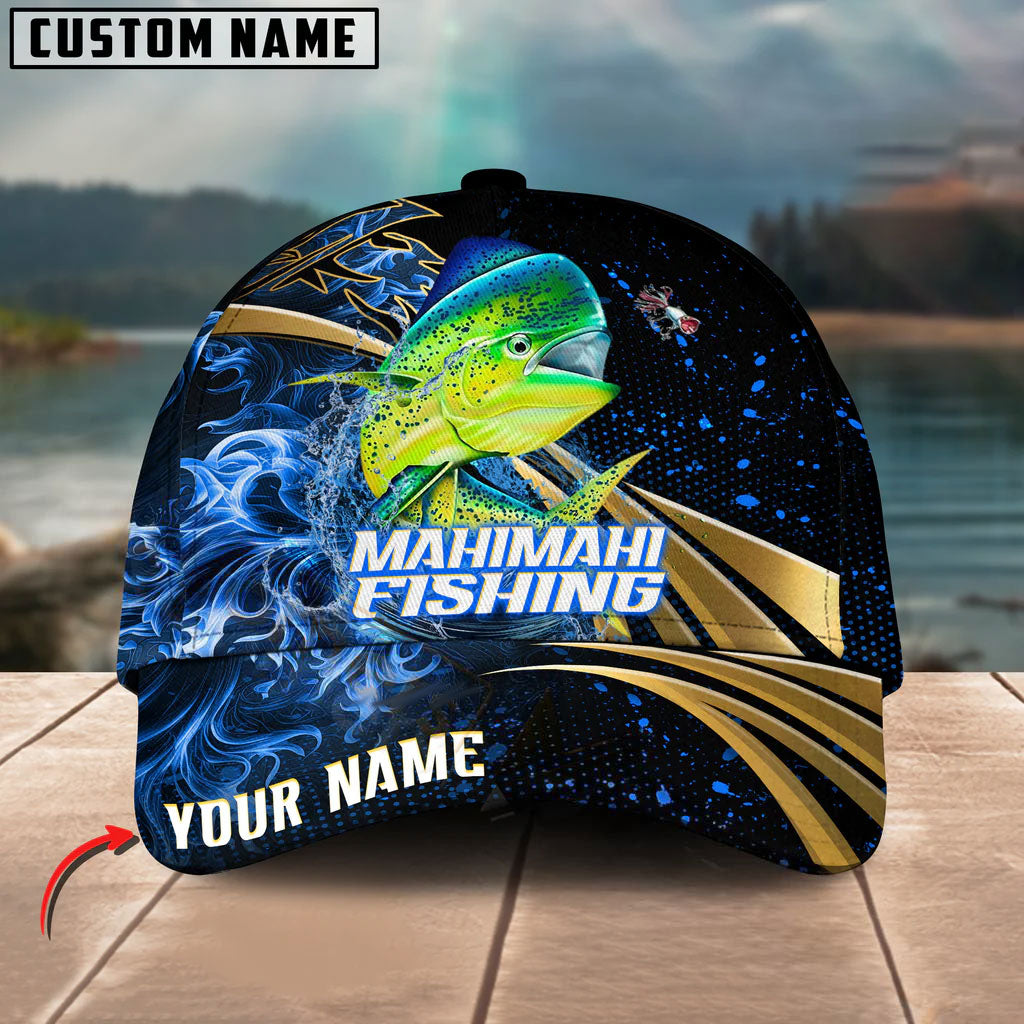 BlueJose Fishing Hooked Jump Splash Personalized Cap (13 Breeds)