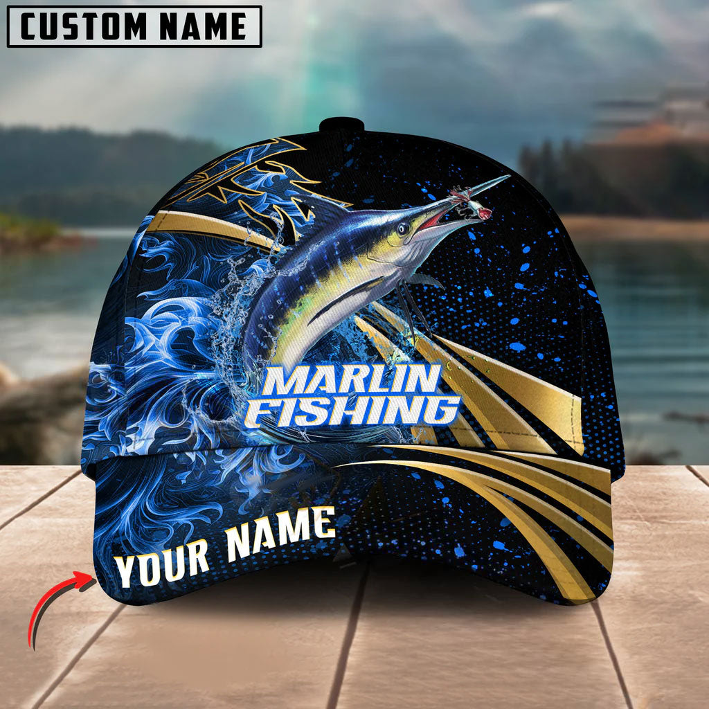 BlueJose Fishing Hooked Jump Splash Personalized Cap (13 Breeds)