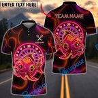 BlueJose Darts Neon Dartboard Zombie Fish Customized Name, Team Name 3D Shirt (4 Colors)