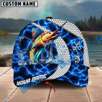 BlueJose Fishing Electric Water Hexagon Personalized Name Classic 3D Cap Personalized Cap (13 Breeds)