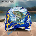 BlueJose Fishing Lightning Splash Blue Pattern Personalized Name Classic 3D Cap Personalized Cap (13 Breeds)