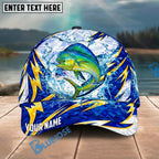 BlueJose Fishing Lightning Splash Blue Pattern Personalized Name Classic 3D Cap Personalized Cap (13 Breeds)