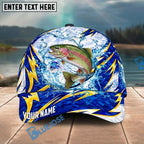 BlueJose Fishing Lightning Splash Blue Pattern Personalized Name Classic 3D Cap Personalized Cap (13 Breeds)