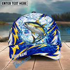 BlueJose Fishing Lightning Splash Blue Pattern Personalized Name Classic 3D Cap Personalized Cap (13 Breeds)