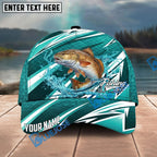BlueJose Fishing Cyan Lightning Scale Pattern Splash Water Personalized Name Classic 3D Cap Personalized Cap (13 Breeds)