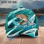 BlueJose Fishing Cyan Lightning Scale Pattern Splash Water Personalized Name Classic 3D Cap Personalized Cap (13 Breeds)