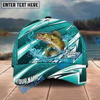 BlueJose Fishing Cyan Lightning Scale Pattern Splash Water Personalized Name Classic 3D Cap Personalized Cap (13 Breeds)