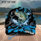 BlueJose Fishing Geometric Splash Dark Blue Pattern Personalized Name Classic 3D Cap Personalized Cap (13 Breeds)