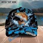 BlueJose Fishing Geometric Splash Dark Blue Pattern Personalized Name Classic 3D Cap Personalized Cap (13 Breeds)