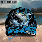 BlueJose Fishing Geometric Splash Dark Blue Pattern Personalized Name Classic 3D Cap Personalized Cap (13 Breeds)