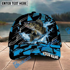 BlueJose Fishing Geometric Splash Dark Blue Pattern Personalized Name Classic 3D Cap Personalized Cap (13 Breeds)