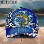 BlueJose Fishing Scale Pattern Ocean Wave Style Personalized Name Classic 3D Cap Personalized Cap (13 Breeds)