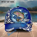 BlueJose Fishing Scale Pattern Ocean Wave Style Personalized Name Classic 3D Cap Personalized Cap (13 Breeds)