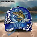 BlueJose Fishing Scale Pattern Ocean Wave Style Personalized Name Classic 3D Cap Personalized Cap (13 Breeds)