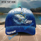 BlueJose Fishing Water Splash Scale Gradient Design Personalized Name Classic 3D Cap Personalized Cap (13 Breeds)