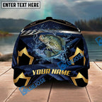 BlueJose Fishing Black Gold Geometric Personalized Name Classic 3D Cap Personalized Cap (13 Breeds)