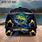 BlueJose Fishing Black Gold Geometric Personalized Name Classic 3D Cap Personalized Cap (13 Breeds)
