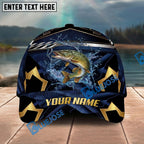 BlueJose Fishing Black Gold Geometric Personalized Name Classic 3D Cap Personalized Cap (13 Breeds)