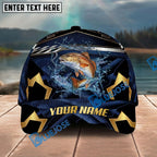 BlueJose Fishing Black Gold Geometric Personalized Name Classic 3D Cap Personalized Cap (13 Breeds)