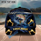 BlueJose Fishing Black Gold Geometric Personalized Name Classic 3D Cap Personalized Cap (13 Breeds)
