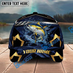 BlueJose Fishing Black Gold Geometric Personalized Name Classic 3D Cap Personalized Cap (13 Breeds)