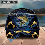 BlueJose Fishing Black Gold Geometric Personalized Name Classic 3D Cap Personalized Cap (13 Breeds)