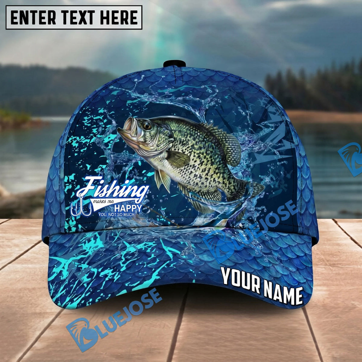 BlueJose Fishing Neon Splash Abstract Dark Pattern Personalized Name Classic 3D Cap Personalized Cap (13 Breeds)