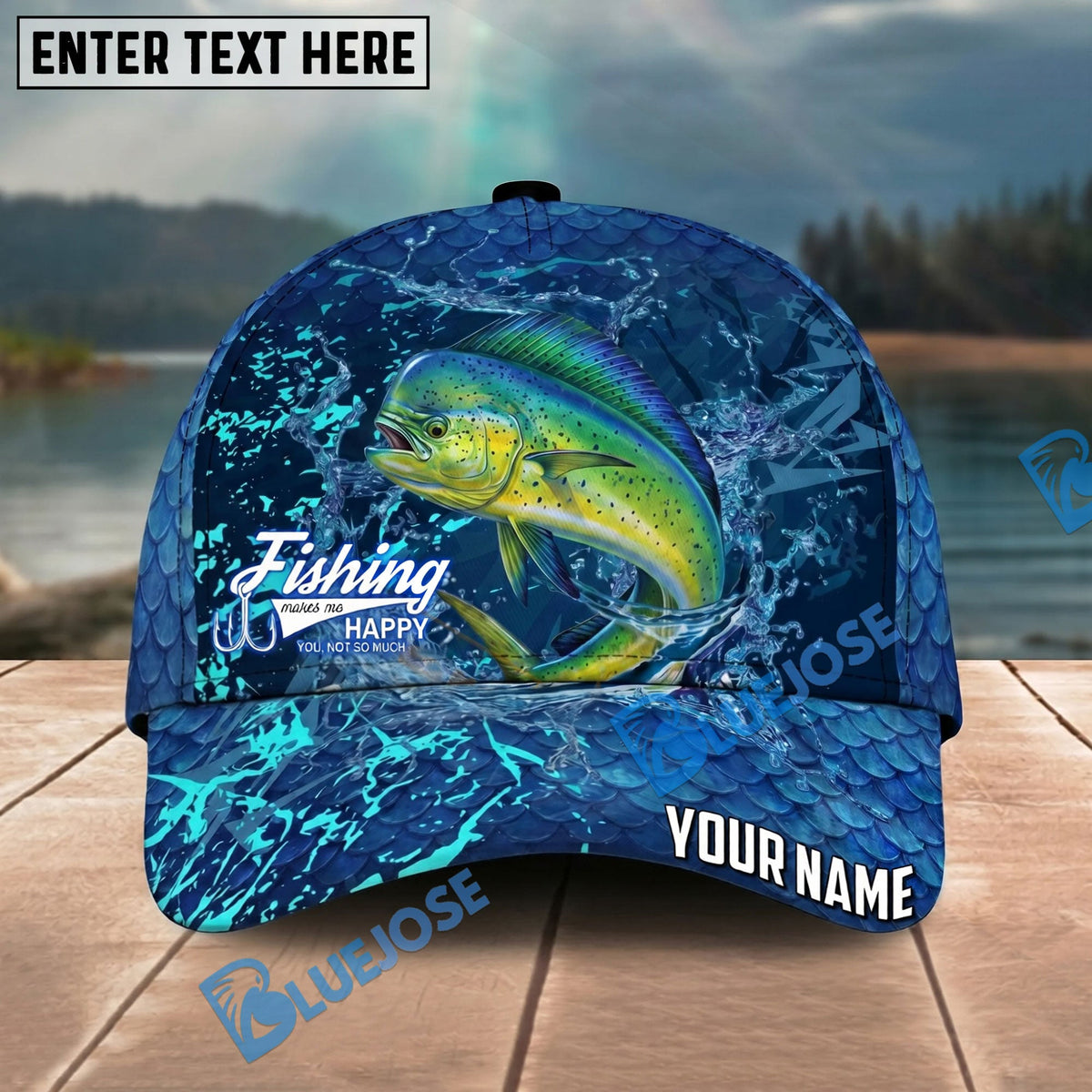 BlueJose Fishing Neon Splash Abstract Dark Pattern Personalized Name Classic 3D Cap Personalized Cap (13 Breeds)