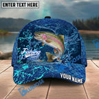 BlueJose Fishing Neon Splash Abstract Dark Pattern Personalized Name Classic 3D Cap Personalized Cap (13 Breeds)