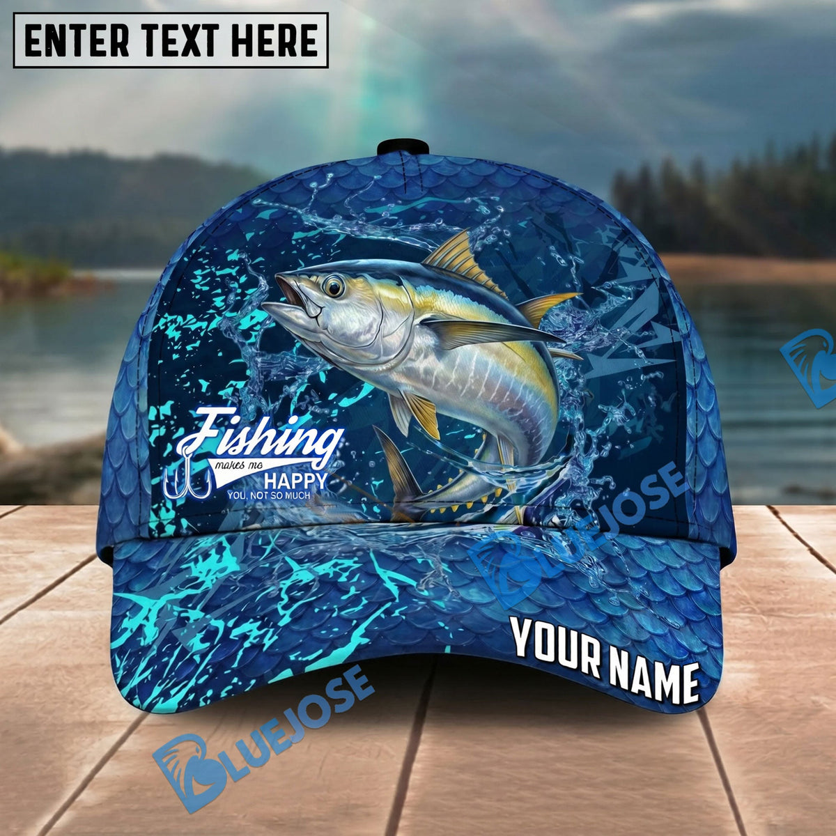 BlueJose Fishing Neon Splash Abstract Dark Pattern Personalized Name Classic 3D Cap Personalized Cap (13 Breeds)