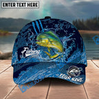 BlueJose Fishing Blue Scratch Camo Water Splash Personalized Name Classic 3D Cap Personalized Cap (13 Breeds)