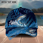 BlueJose Fishing Blue Scratch Camo Water Splash Personalized Name Classic 3D Cap Personalized Cap (13 Breeds)