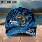 BlueJose Fishing Blue Scratch Camo Water Splash Personalized Name Classic 3D Cap Personalized Cap (13 Breeds)