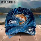 BlueJose Fishing Blue Scratch Camo Water Splash Personalized Name Classic 3D Cap Personalized Cap (13 Breeds)