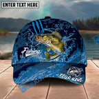 BlueJose Fishing Blue Scratch Camo Water Splash Personalized Name Classic 3D Cap Personalized Cap (13 Breeds)
