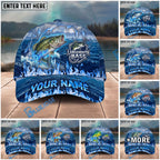 BlueJose Fishing Blue Flame Ocean Personalized Cap (13 Breeds)
