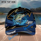 BlueJose Fishing Water Splash Navy Gold Pattern Personalized Name Classic 3D Cap Personalized Cap (13 Breeds)