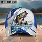 BlueJose Fishing White Scale Pattern Personalized Name Classic 3D Cap Personalized Cap (13 Breeds)